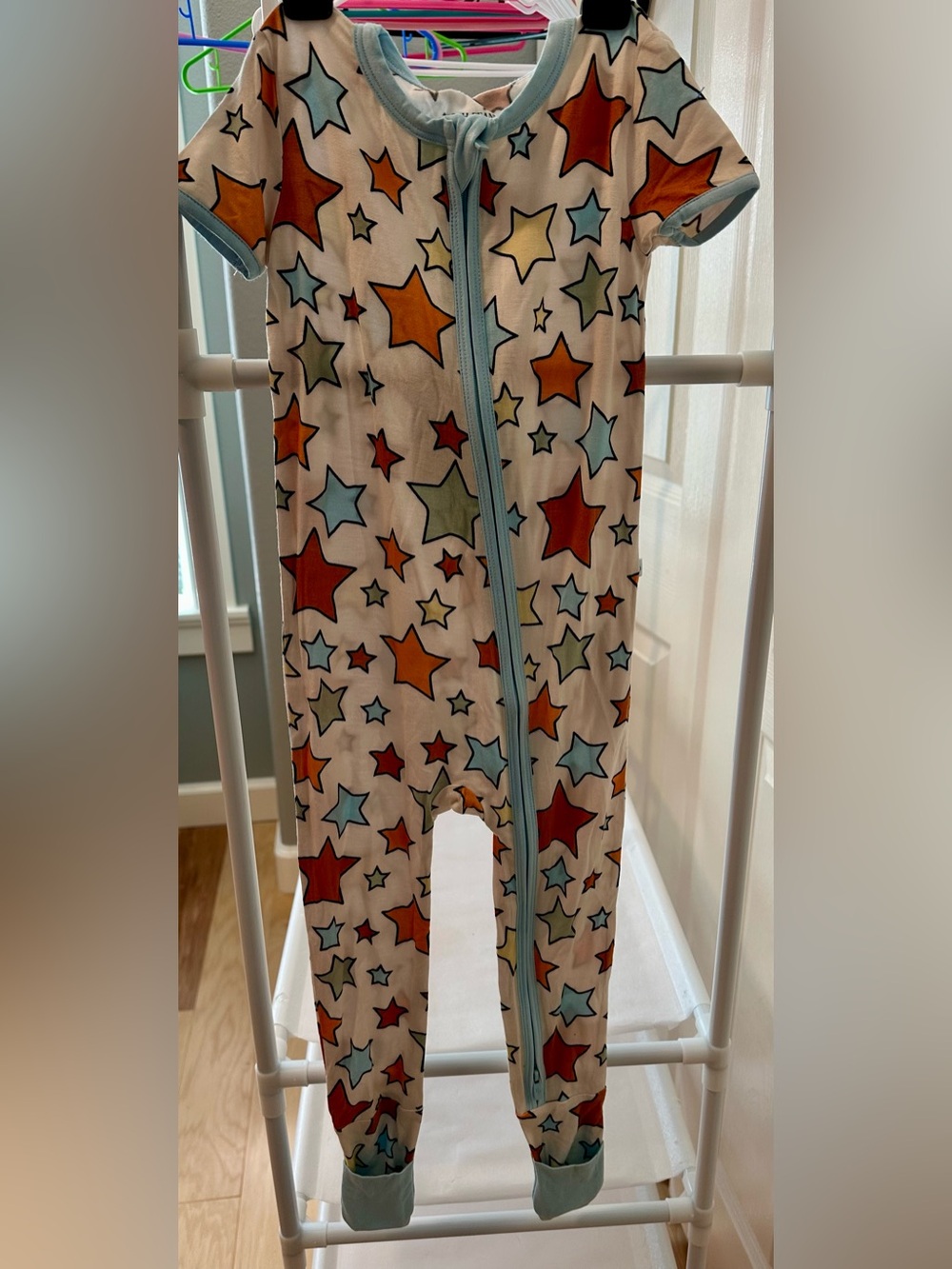 Posh Peanut White Zip Footless Sleep Sack with Multi-Colored Stars